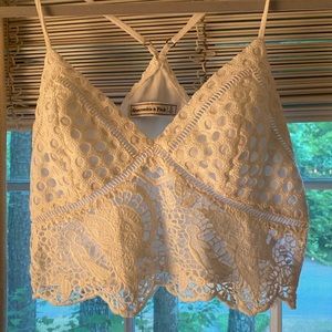 Abercrombie and Fitch white bustier crop top